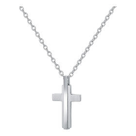 Kette mit mattiertem Kreuz aus Edelstahl