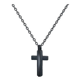 Halskette mit mattschwarzem Edelstahlkreuz