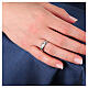 Bague demi-cœur cristaux blancs acier inoxydable s2