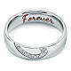 Fedina mezzo cuore cristalli bianchi acciaio inox s1