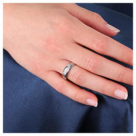 Half-heart ring with white crystals stainless steel