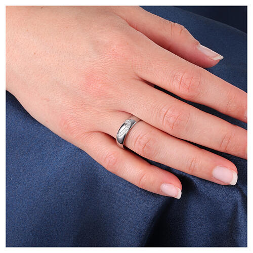 Half-heart ring with white crystals stainless steel 2