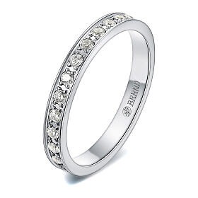 White crystal stainless steel tennis ring