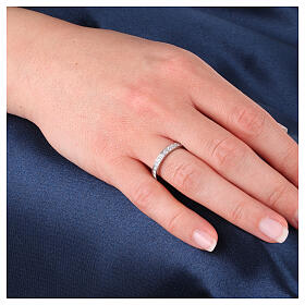 White crystal stainless steel tennis ring