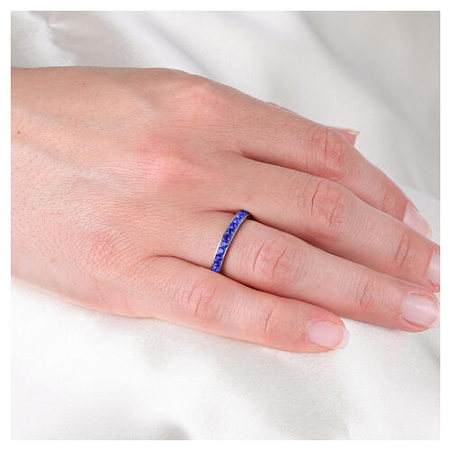 Ring Elektrisches Blau Kristalle aus Edelstahl 2