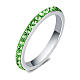 Anello cristalli verdi acciaio inox s1