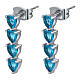 Boucles d'oreilles quatre cœurs pendantes turquoises acier inoxydable s1