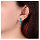 Boucles d'oreilles quatre cœurs pendantes turquoises acier inoxydable s2
