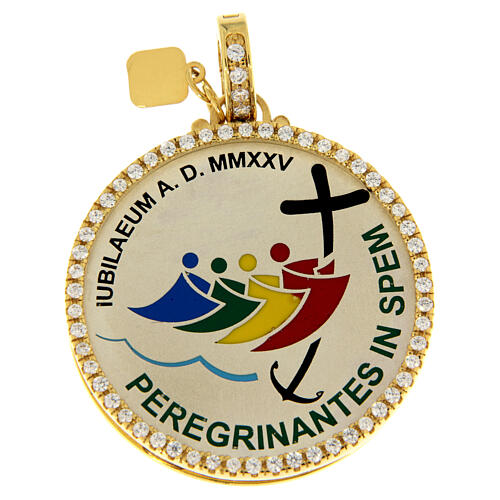 Anhänger mit Kristallen und Jubiläumslogo – vergoldetes 925er Silber, Endless by Teresa Roma 1