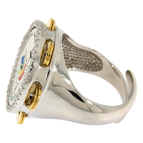 Anillo pandereta logotipo Jubileo plata 925 zircones chapado oro 4
