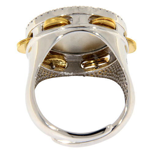 Anillo pandereta logotipo Jubileo plata 925 zircones chapado oro 5