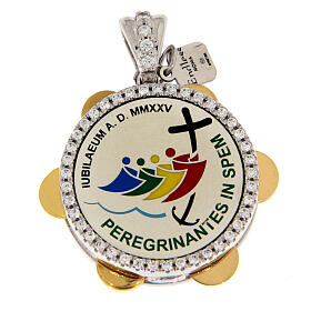Ciondolo tamburino logo Giubileo argento 925 placcato oro Endless