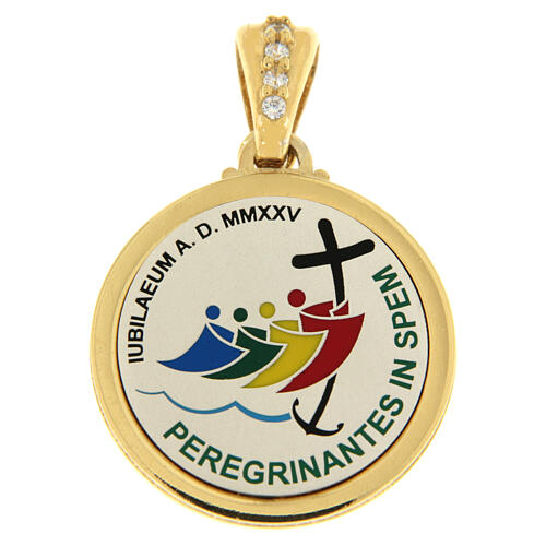 Colgante redondo logotipo Jubileo plata 925 chapada oro Endless 1