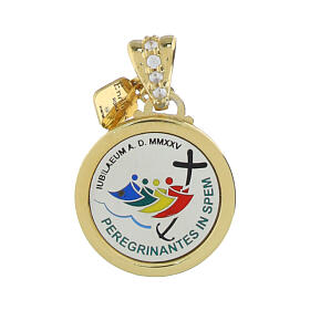 Colgante pequeño redondo logotipo Jubileo plata 925 chapado oro Endless