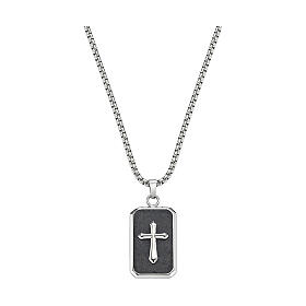Collana Amen acciaio con fibra di carbonio charm 17x27 mm