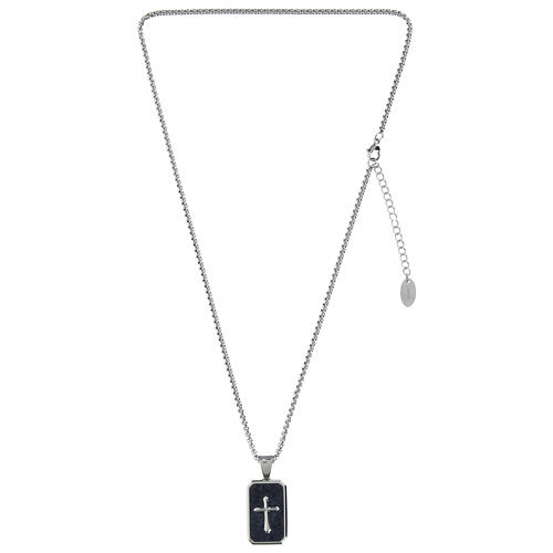 Amen cross steel necklace with 17x27 mm carbon fiber charm 4