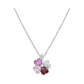 Collar multicolor fucsia y blanco Amen plata 925