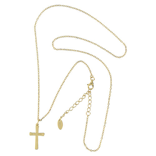 Collar Amen cruz estilizada dorada plata 925 2