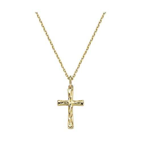 Collier Amen croix stylisée argent doré 925 1