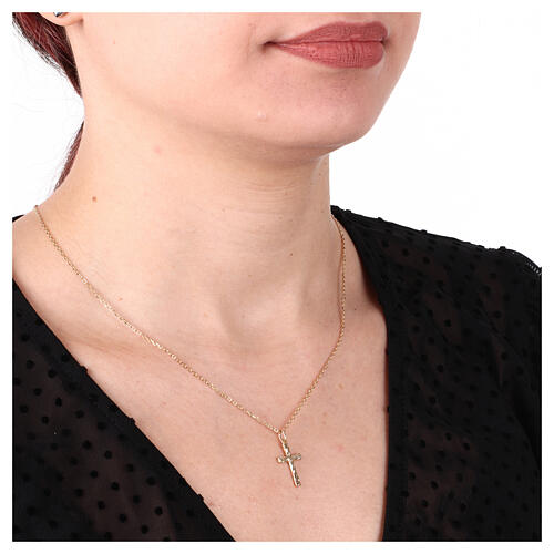 Collana Amen croce stilizzata dorata argento 925 2