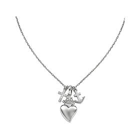 Kette AMEN Silber 925 Herz- und Kreuzanhänger mit weißen Zirkonen