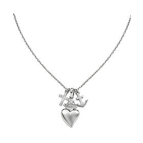 Collar Amen plata 925 colgante corazón y cruz zircones blancos