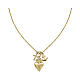 Collana Amen argento 925 dorata charm cuore e croce zirconi bianchi s1