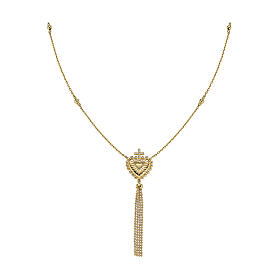 Vergoldete Halskette mit Amen-Charm Herz mit weißem Zirkonia-Kreuz aus 925er Silber