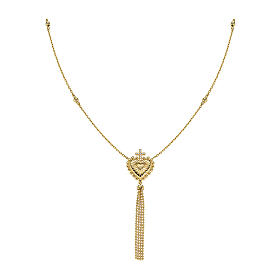 Collar dorado Amen colgante corazón con cruz zircones blancos plata 925