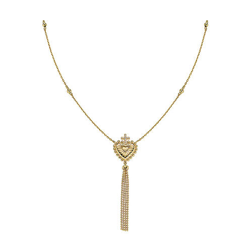 Collana dorata Amen charm cuore con croce zirconi bianchi argento 925 1
