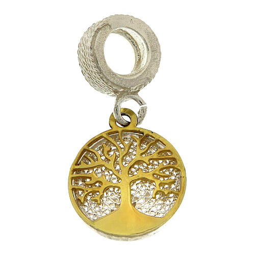 Filigree charm of sterling silver, gold and rhodium-plated Tree of Life 1