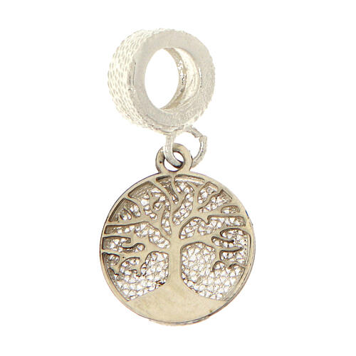 Sterling silver Tree of Life charm, filigree and rhodium-plated finish 1
