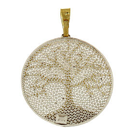 Colgante 2,5 cm acabado plata 925 árbol de la vida dorado rodiado