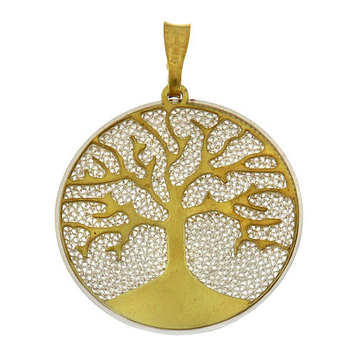 Pendentif 2,5 cm filigrane argent 925 arbre de vie doré rhodié 1