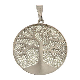 Filigree Tree of Life pendant, rhodium-plated 925 silver, 1 in