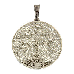Filigree Tree of Life pendant, rhodium-plated 925 silver, 1 in