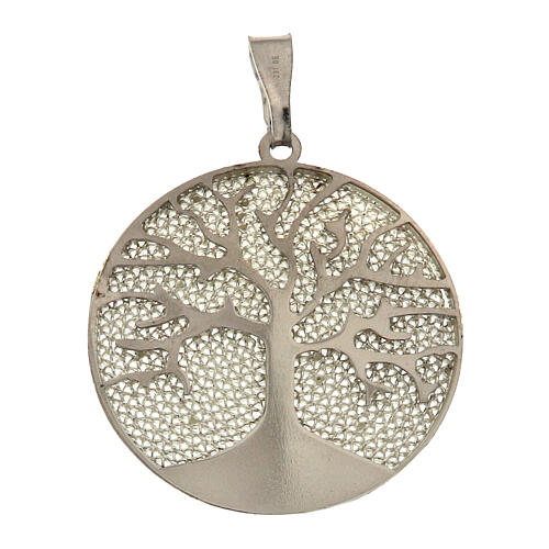 Colgante 2,5 cm acabado árbol de la vida rodiado plata 925 1
