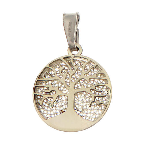 Tree of Life pendant of 0.6 in, rhodium-plated 925 silver and filigree 1