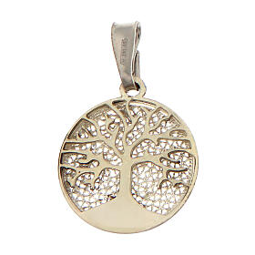 Colgante filigrana plata 925 árbol de la vida 1,5 cm rodiado