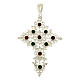 Cross-shaped pendant in 925 silver filigree with red and green gemstones s1
