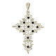 Cross-shaped pendant in 925 silver filigree with red and green gemstones s2