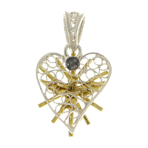 Colgante en forma de corazón de filigrana plata con Espíritu Santo dorado 2