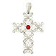 Cross pendant with red gemstone and 925 silver filigree s1