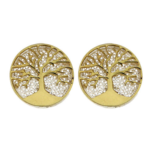 Gold-plated Tree of Life earrings with rhodium-plated 925 silver filigree 1