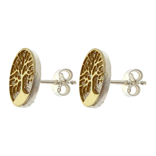 Pendientes dorados Árbol de la Vida filigrana de plata 925 rodiados 2