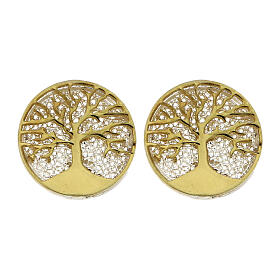 Boucles d'oreilles dorées Arbre de Vie filigrane en argent 925 rhodié