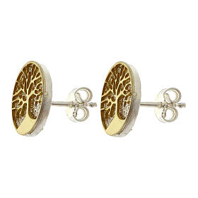 Boucles d'oreilles dorées Arbre de Vie filigrane en argent 925 rhodié