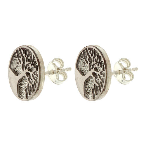 925 Silver Tree of Life Filigree Earrings Rhodium-Plated 2