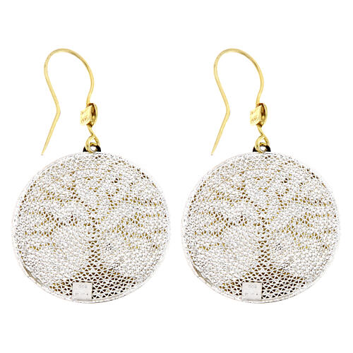 Pendientes dorados colgantes Árbol de la Vida filigrana plata 925 rodiados 2