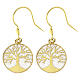 Boucles d'oreilles pendantes en argent 925 rhodié Arbre de Vie doré avec filigrane s1